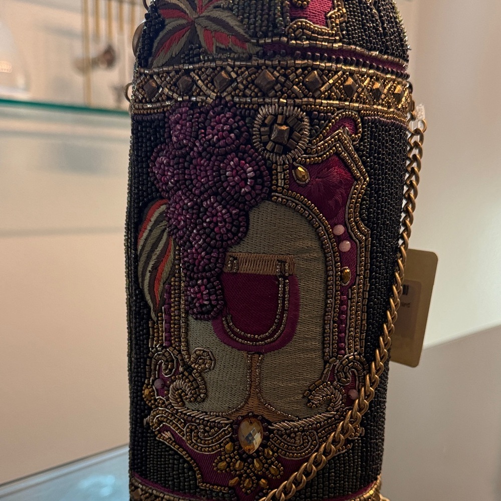 Mary Frances Black Beaded Bag with Gold Chain - Picture 8 of 8